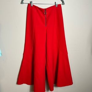 Topshop Red Wide Leg Flare Pants size 4
